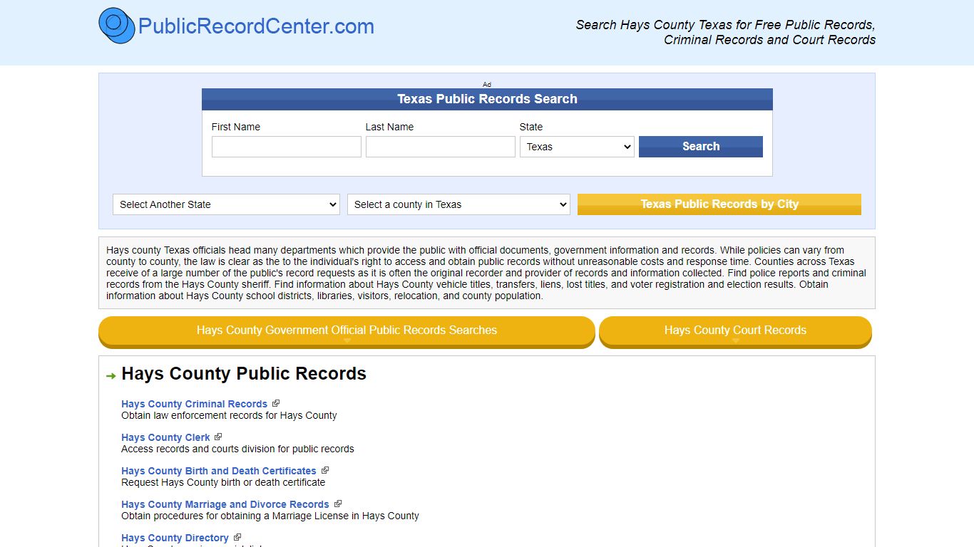 Hays County Texas Free Public Records - Court Records ...